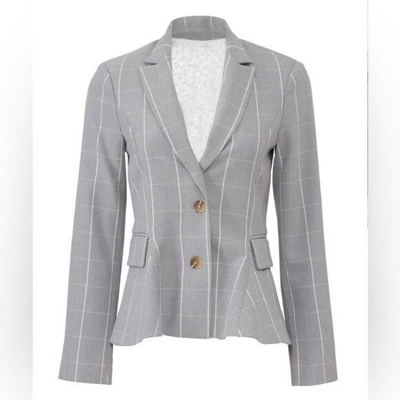 RACHEL ROY COLLECTION Windowpane Asymmetric Blazer Size 0 - Picture 4 of 8